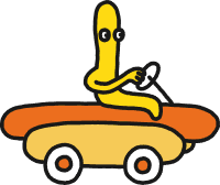 Mustard driving hot dog car